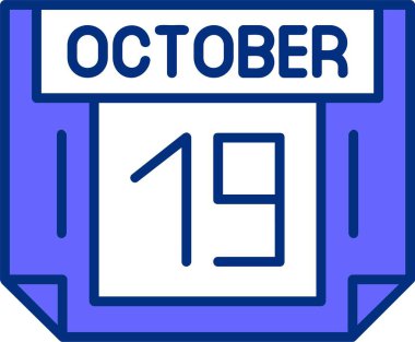Takvim vektör illüstrasyonunda 19 Ekim