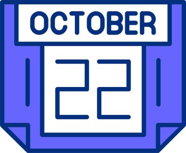 Takvim vektör illüstrasyonunda 22 Ekim