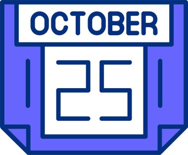 Takvim vektör illüstrasyonunda 25 Ekim