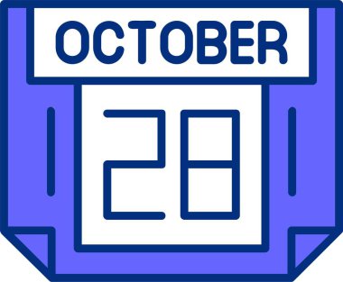 Takvim vektör illüstrasyonunda 28 Ekim