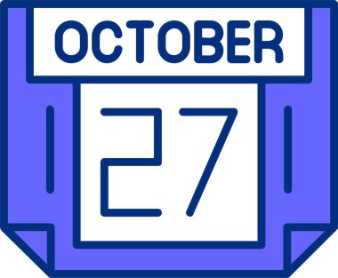 Takvim vektör illüstrasyonunda 27 Ekim