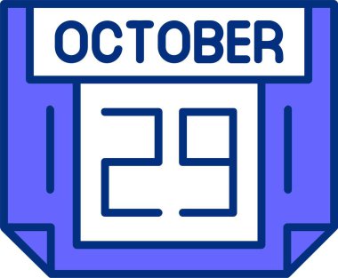 Takvim vektör illüstrasyonunda 29 Ekim