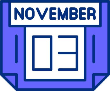 3 Kasım tek gün takvimi, web simgesi, basit vektör illüstrasyonu