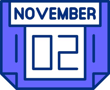 2 Kasım tek gün takvimi, web simgesi, basit vektör illüstrasyonu