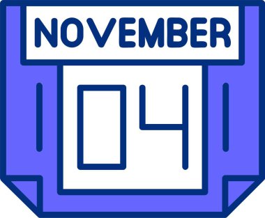 4 Kasım tek gün takvimi, web simgesi, basit vektör illüstrasyonu