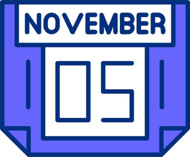 5 Kasım tek gün takvimi, web simgesi, basit vektör illüstrasyonu