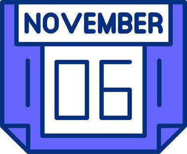 6 Kasım tek günlük takvim, web simgesi, basit vektör illüstrasyonu