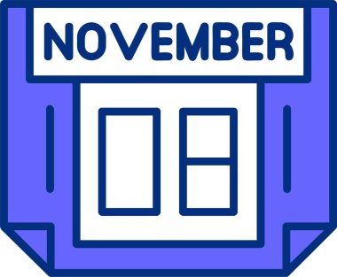 8 Kasım tek günlük takvim, web simgesi, basit vektör illüstrasyonu