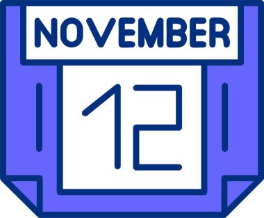 12 Kasım tek günlük takvim, web simgesi, basit vektör illüstrasyonu