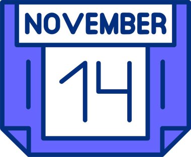 14 Kasım tek gün takvimi, web simgesi, basit vektör illüstrasyonu