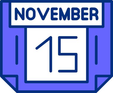 15 Kasım tek gün takvimi, web simgesi, basit vektör illüstrasyonu