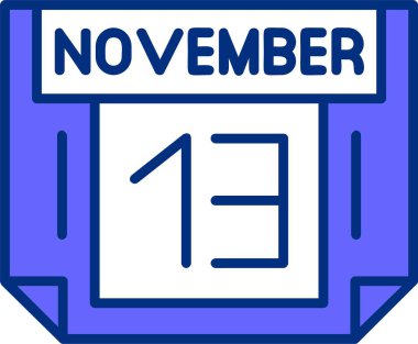 13 Kasım tek günlük takvim, web simgesi, basit vektör illüstrasyonu