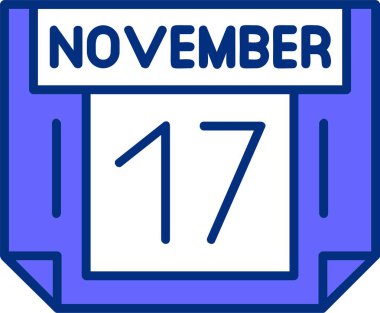 17 Kasım tek gün takvimi, web simgesi, basit vektör illüstrasyonu