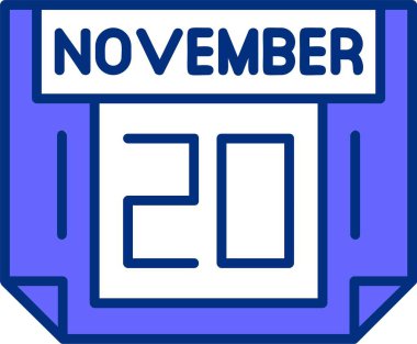 20 Kasım tek gün takvimi, web simgesi, basit vektör illüstrasyonu