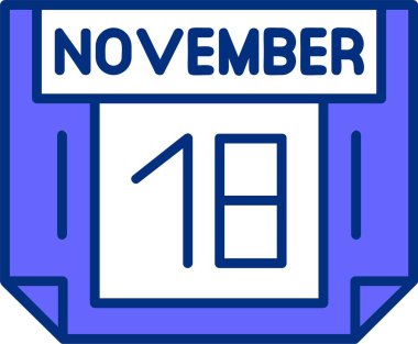 18 Kasım tek gün takvimi, web simgesi, basit vektör illüstrasyonu