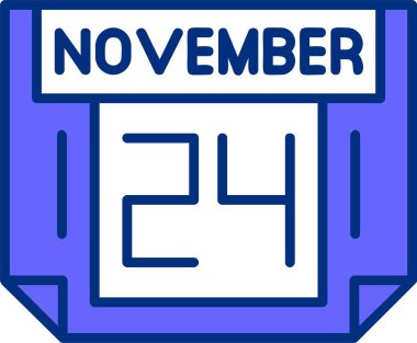 24 Kasım tek gün takvimi, web simgesi, basit vektör illüstrasyonu