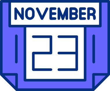 23 Kasım tek gün takvimi, web simgesi, basit vektör illüstrasyonu