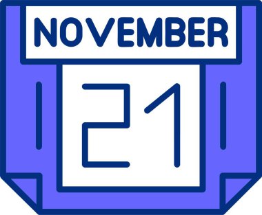 21 Kasım tek gün takvimi, web simgesi, basit vektör illüstrasyonu