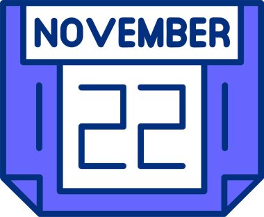 22 Kasım tek gün takvimi, web simgesi, basit vektör illüstrasyonu