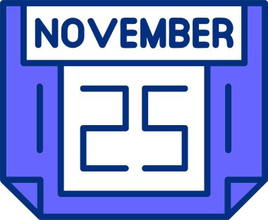 25 Kasım tek gün takvimi, web simgesi, basit vektör illüstrasyonu