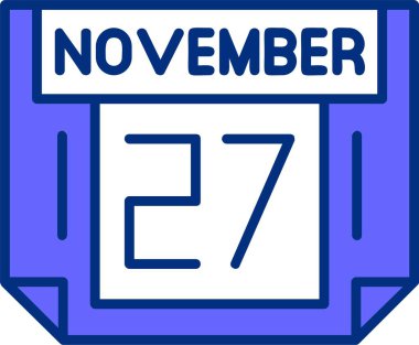 27 Kasım tek gün takvimi, web simgesi, basit vektör illüstrasyonu