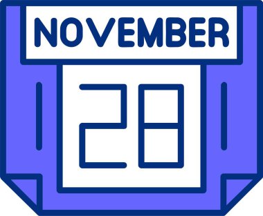 28 Kasım tek gün takvimi, web simgesi, basit vektör illüstrasyonu