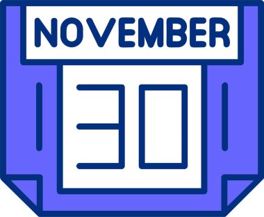 30 Kasım tek günlük takvim, web simgesi, basit vektör illüstrasyonu