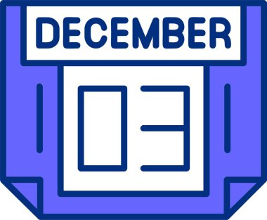03 Aralık takvim tarihi vektör illüstrasyonu 