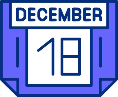 18 Aralık takvim tarihi vektör illüstrasyonu 