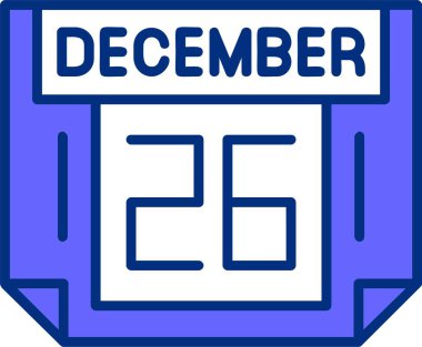 26 Aralık takvim tarihi vektör illüstrasyonu 