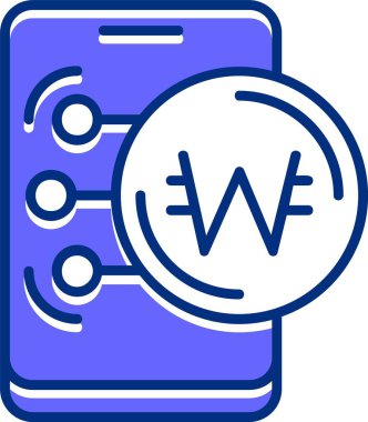 Güney Kore Won web simgesi vektör illüstrasyonu 