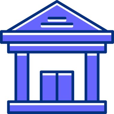 Banka binası simgesi, vektör illüstrasyonu basit tasarım