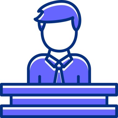 Banka Veznedarı Erkek Simgesi. Düzenlenebilir Vuruş ve Piksel Mükemmel. Taslak stili. Vektör İllüstrasyonu 