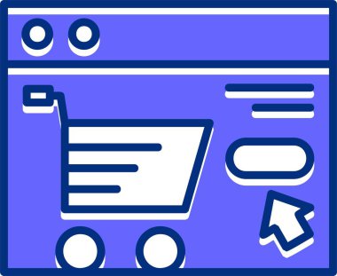 E-ticaret hattı simgesi. Çevrimiçi pazarlama simgesinin modern ince çizgi biçiminde vektör illüstrasyonu