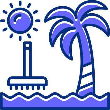 Plaj temizleme simgesi, vektör illüstrasyonu