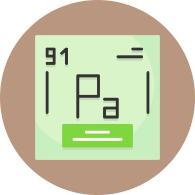 Protactinium, Pa, periodic table element with name, symbol, atomic number and weight. Synthetic radioactive element with potential uses in scientific research and nuclear power.