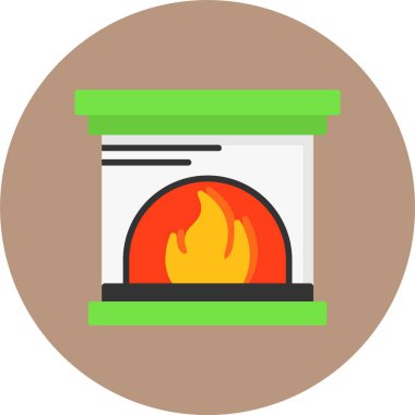 şömine ağ simgesi, basit vektör illüstrasyonu