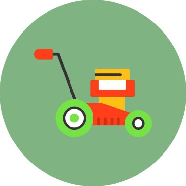 Çim biçme makinesi web simgesi, basit vektör illüstrasyonu