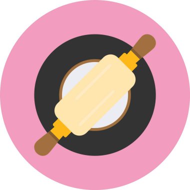  Rolling Pin simgesi, vektör illüstrasyonu 