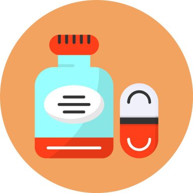 ilaç şişesi simgesi, basit vektör illüstrasyonu