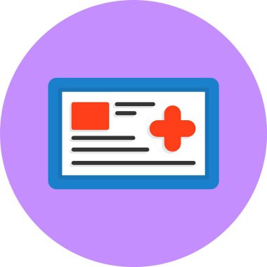  Tıbbi kart simgesi, basit vektör illüstrasyonu