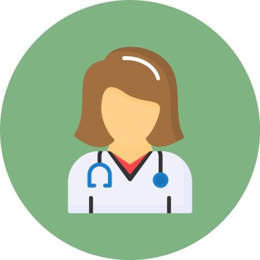 Kadın doktor web simgesi, basit vektör çizimi