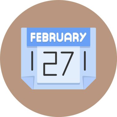 27 Şubat tarih ikonu vektör illüstrasyonu 