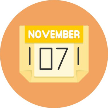 7 Kasım tek gün takvimi, web simgesi, basit vektör illüstrasyonu