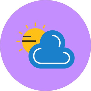 güzel bulut ve güneş vektör simgesi