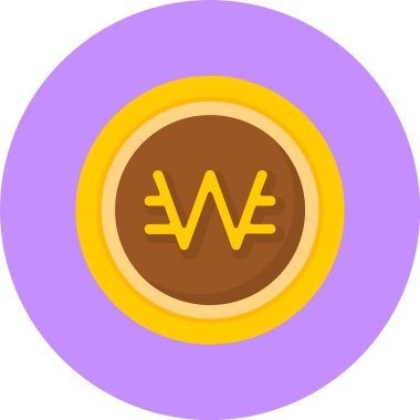 Güney Kore Won web simgesi vektör illüstrasyonu 