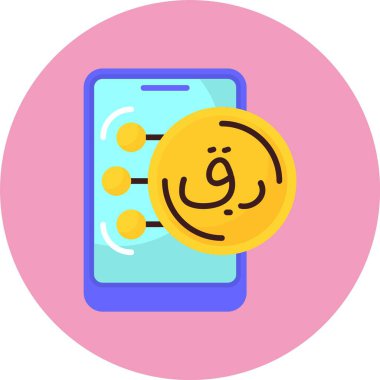 Katar Riyal para birimi simgesi, vektör illüstrasyonu