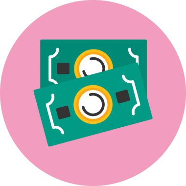 Banknote simgesi, vektör illüstrasyonu basit tasarım