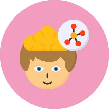 Düşünen beyin simgesi, Zihin sembolü, vektör çizimi