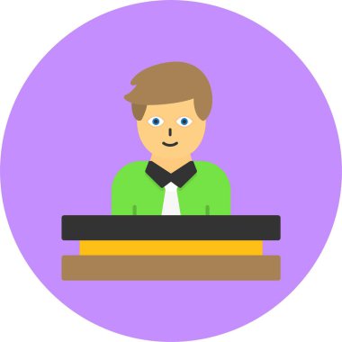 Banka Veznedarı Erkek Simgesi. Düzenlenebilir Vuruş ve Piksel Mükemmel. Taslak stili. Vektör İllüstrasyonu 